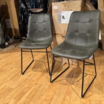 Set van 6 eetkamerstoelen, army microvezelstof, zwart metalen onderste